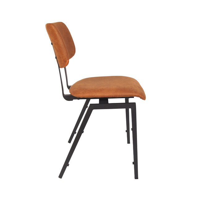 Label51 Eetkamerstoel Stapelbaar - Cognac - Micro Suede - Zwart