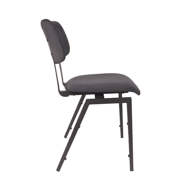 Label51 Eetkamerstoel Stapelbaar - Taupe - Fluweel - Zwart