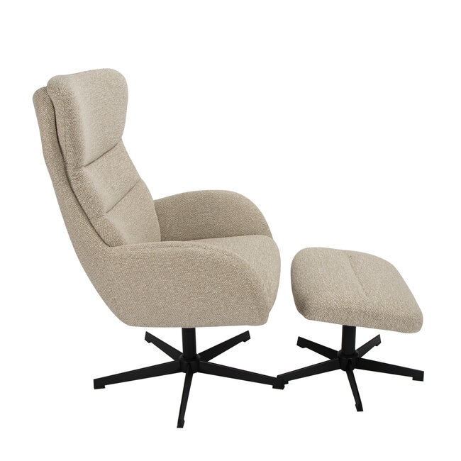 Label51 Fauteuil Malmo - Naturel - Royal Boucle - Incl. Hocker