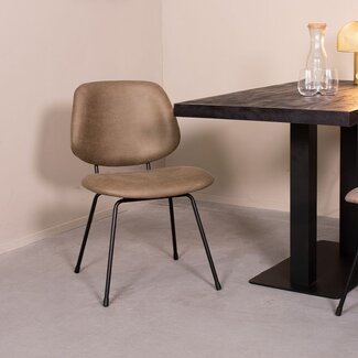 Label51 Eetkamerstoel Bello - Taupe - Micro Suede