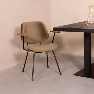 Label51 Eetkamerstoel Gastron - Taupe - Fluweel