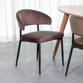 Label51 Eetkamerstoel Bliss | Taupe Fluweel | Zwart Metaal