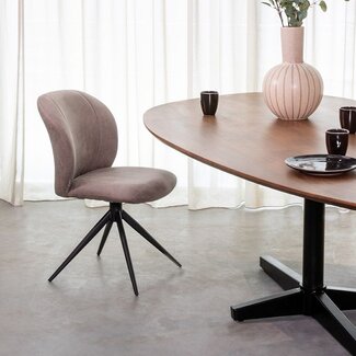 Label51 LABEL51 Eetkamerstoel Kimo - Naturel - Boucle - Zwart Onderstel