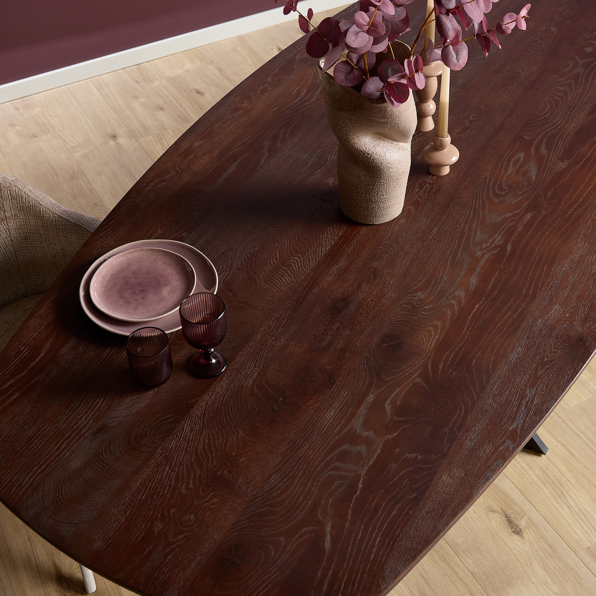 Eiken Eettafel Ferris Deens Ovaal 200 cm Brown – Industrieel & Tijdloo ...