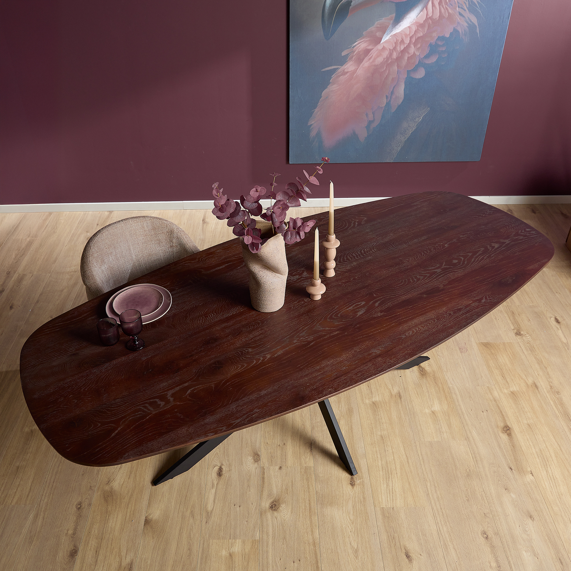 Eiken Eettafel Ferris Deens Ovaal 180 cm Brown – Stoere & Stijlvolle E ...