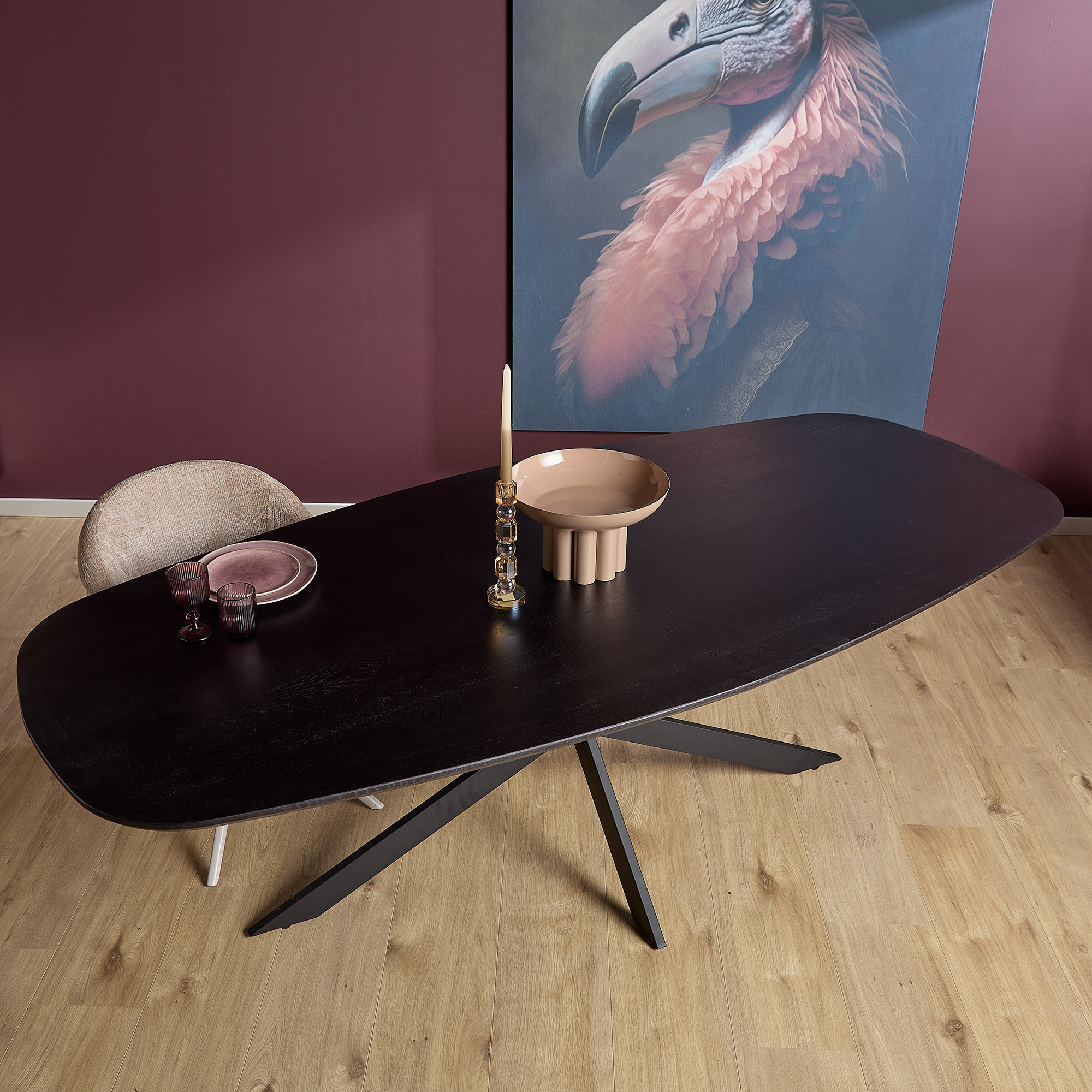 Eiken eettafel Ferris | Deens Ovaal 280 cm | Zwart l Starfurn - Houten ...
