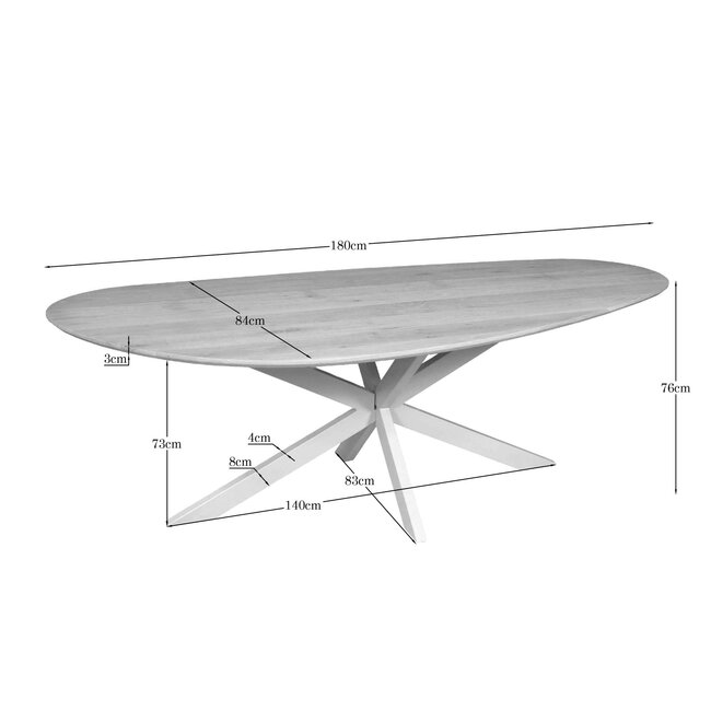 Starfurn Eiken eettafel Cloud | 180 cm | Naturel | Poot Sand