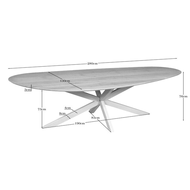 Starfurn Eiken eettafel Cloud | 280 cm | Naturel | Poot Sand