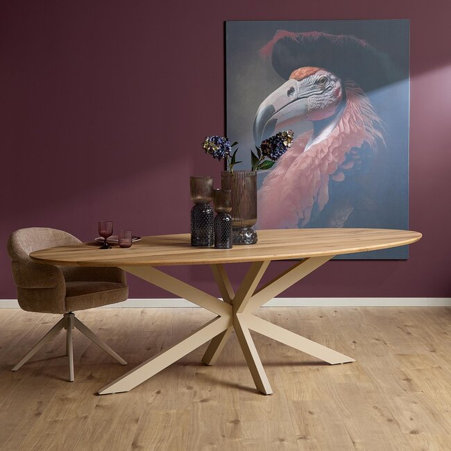 Starfurn Eiken eettafel Ferris | Ovaal 180 cm | Naturel | Poot Sand