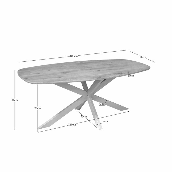Starfurn Eiken eettafel Ferris | Deens Ovaal 180 cm | Naturel | Poot Sand