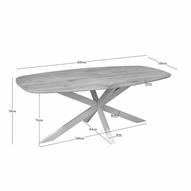 Starfurn Eiken eettafel Ferris | Deens Ovaal 200 cm | Naturel | Poot Sand