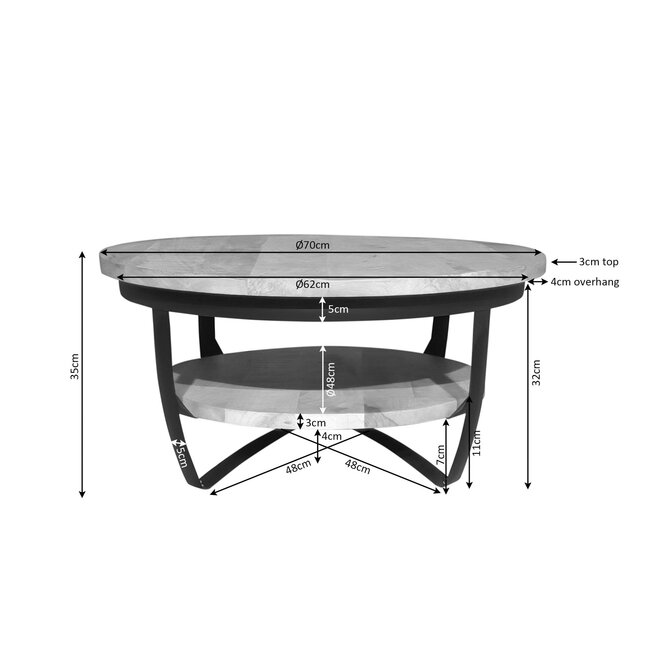 Starfurn Salontafel Paras | 70 cm | Licht mango