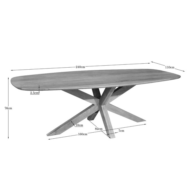 Starfurn Eettafel Nina | Deens ovaal | 240 cm