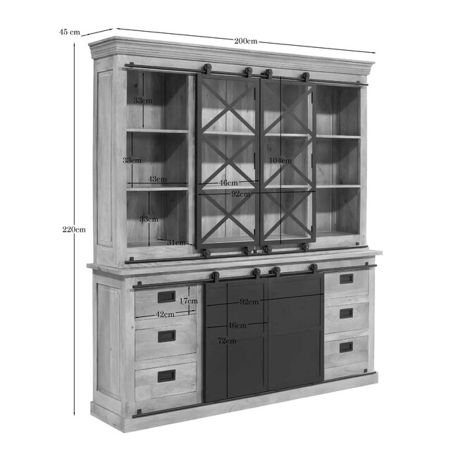 Starfurn Vitrinekast Fresno XXL| 200 cm