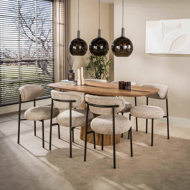 WoonStijl Eettafel Wave Centro Deens ovaal 180cm  Massief mango zand