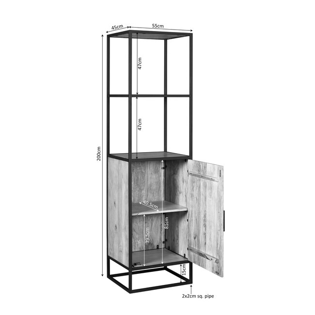 Starfurn Boekenkast Dakota 1 deur | 55 cm