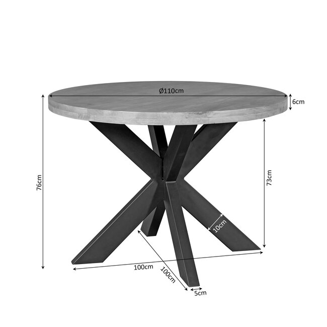 Starfurn Eettafel Dakota | 110 cm | Rond