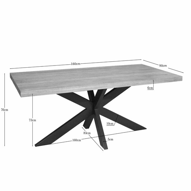Starfurn Eettafel Dakota | 160 cm | Rechthoek