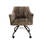 WoonStijl Armstoel Raster wieltjes Hoven taupe met bruin frame