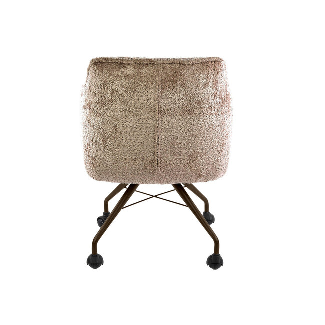 WoonStijl Armstoel Raster wieltjes Alura Zand met bruin frame