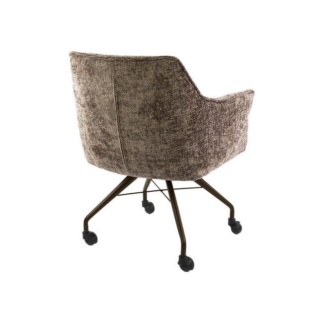 WoonStijl Armstoel Raster wieltjes Hoven champagne-bruin frame