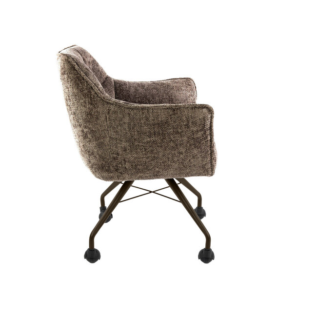 WoonStijl Armstoel Raster wieltjes Hoven champagne-bruin frame