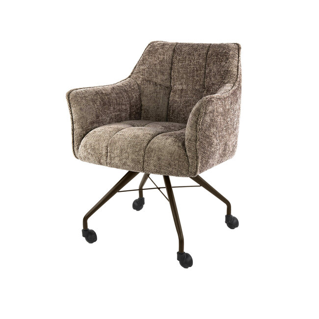 WoonStijl Armstoel Raster wieltjes Hoven champagne-bruin frame