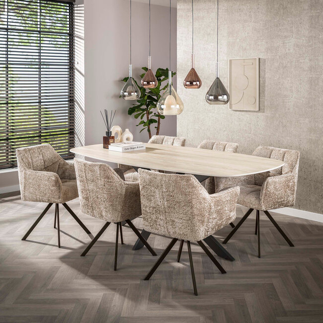 WoonStijl Armstoel Raster draaibaar Hoven zand-bruin frame