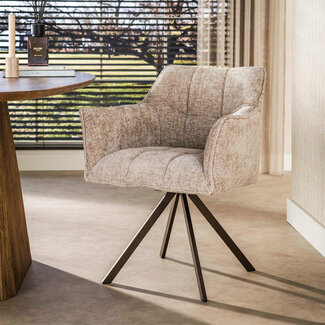 WoonStijl Armstoel Raster draaibaar Hoven zand-bruin frame