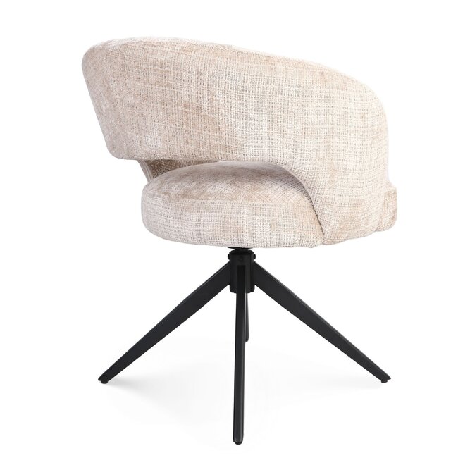 Starfurn Eetkamerstoel Demi | Beige | Poot Black | Met armleuning