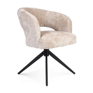 Starfurn Eetkamerstoel Demi | Beige | Poot Black | Met armleuning