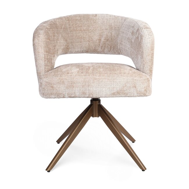Starfurn Eetkamerstoel Demi | Beige | Poot Bronze | Met armleuning