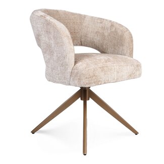 Starfurn Eetkamerstoel Demi | Beige | Poot Bronze | Met armleuning