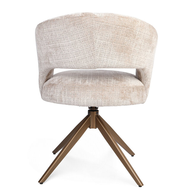 Starfurn Eetkamerstoel Demi | Beige | Poot Bronze | Met armleuning