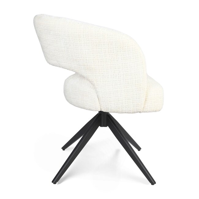 Starfurn Eetkamerstoel Demi | Off White | Poot Black | Met armleuning