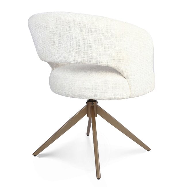 Starfurn Eetkamerstoel Demi | Off White | Poot Bronze | Met armleuning