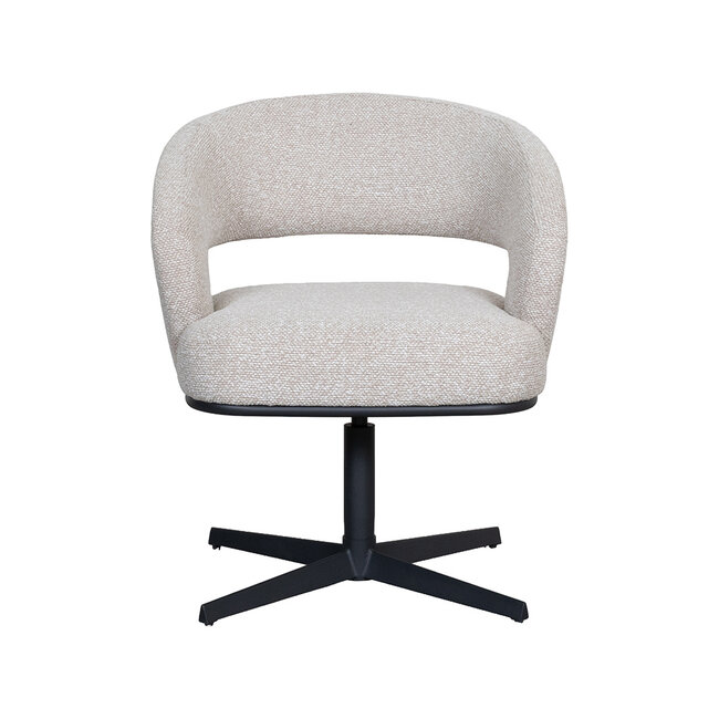 Label51 Eetkamerstoel Monaco - Naturel - Royal Boucle - Zwart Metalen Frame