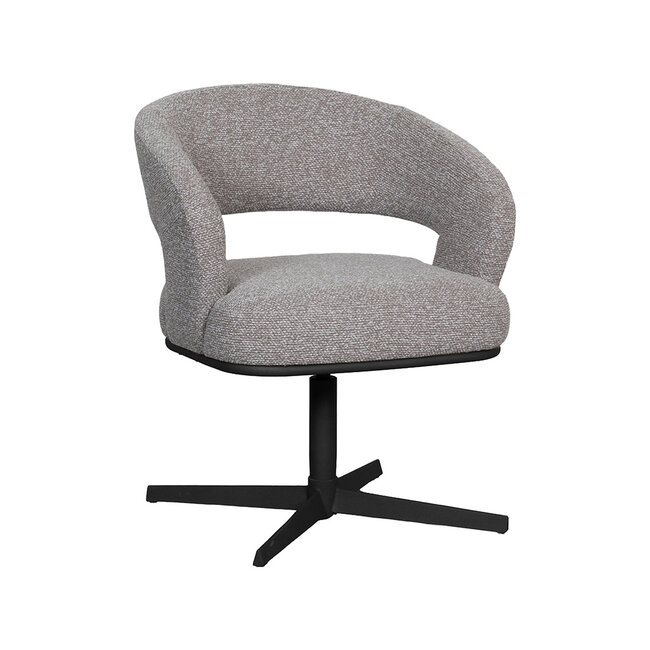 Label51 Eetkamerstoel Monaco - Mushroom - Royal Boucle - Zwart Metalen Frame