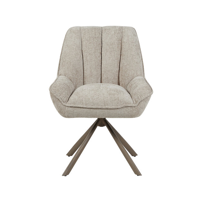 Label51 Eetkamerstoel Reims - Naturel - Haga - Brons Metalen Frame