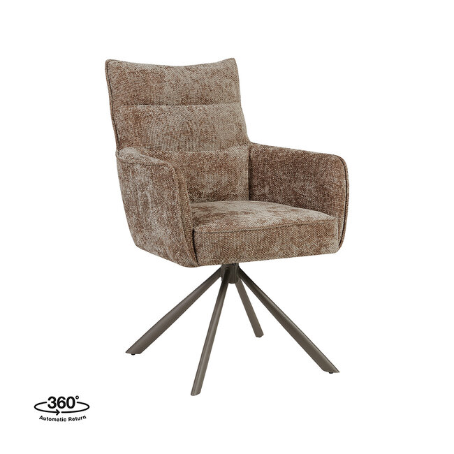 Label51 Eetkamerstoel Dubai - Taupe - Haga - Brons Metalen Frame