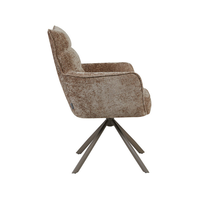 Label51 Eetkamerstoel Dubai - Taupe - Haga - Brons Metalen Frame