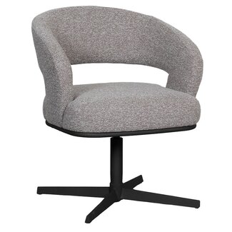 Label51 Eetkamerstoel Monaco - Mushroom - Royal Boucle - Zwart Metalen Frame