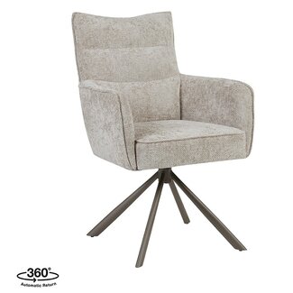 Label51 Eetkamerstoel Dubai - Naturel - Haga - Brons Metalen Frame