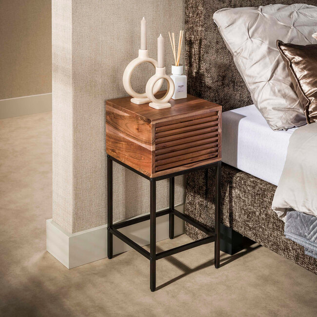 WoonStijl Nachtkastje Line XS 1 lade acacia bruin