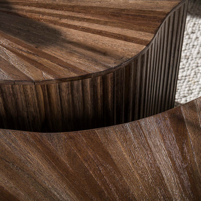 WoonStijl Salontafel Maya Teak XL shamrock set van 2 teak espresso