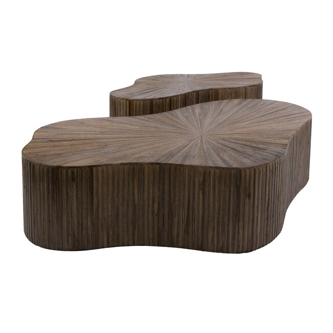 WoonStijl Salontafel Maya Teak XL shamrock set van 2 teak espresso