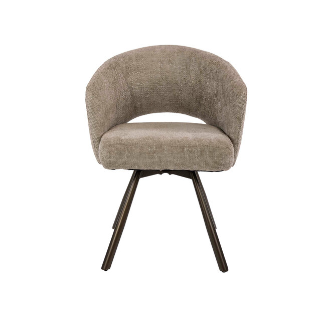 WoonStijl Armstoel Salon Cross draaibaar Boucle zand-bruin