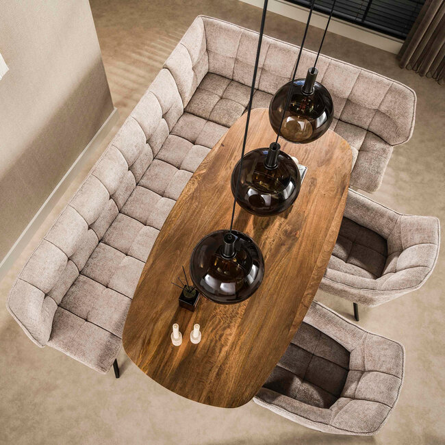 WoonStijl Hoekbank Raster rechts Hoven zand-bruin