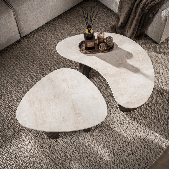 WoonStijl Salontafel Ceramo organisch set van 2 keramiek Taj Mahal