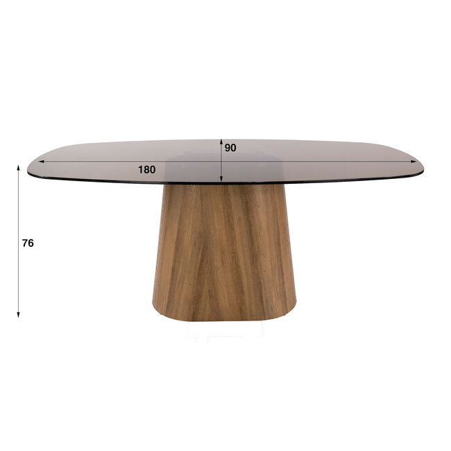 WoonStijl Eettafel Tinto Centro deens ovaal 180cm  Brons glas